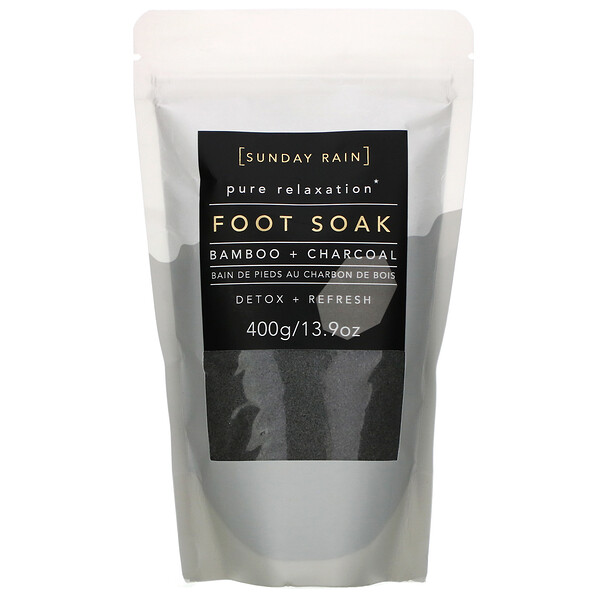 Sunday Rain‏, Pure Relaxation, Foot Soak, Bamboo + Charcoal, 13.9 oz (400 g)