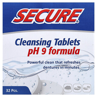 Secure Denture, Comprimés nettoyants, Formule pH 9, 32 comprimés