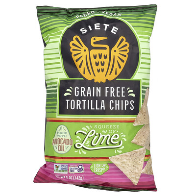 Siete  Grain Free Tortilla Chips  Lime  5 oz (142 g)