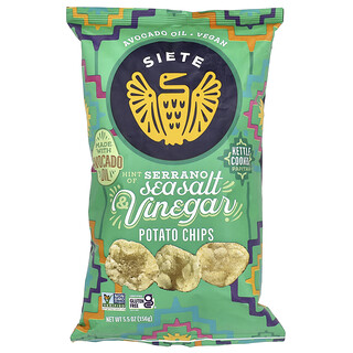 Siete, Chips de pommes de terre, Notes de sel de mer serrano et de vinaigre, 156 g