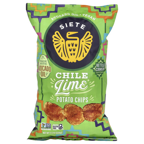 Siete, Potato Chips, Chile Lime, 5.5 oz (156 g)