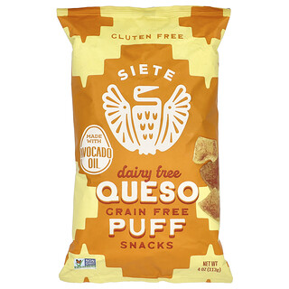 Siete, Spannmålsfria Puff Snacks, Queso, 113 g