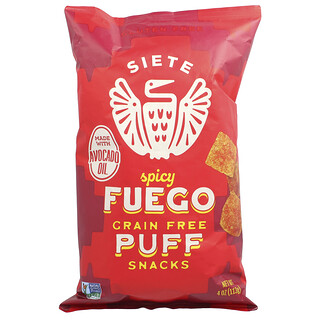 Siete, Spannmålsfria Puff Snacks, Spicy Fuego, 113 g