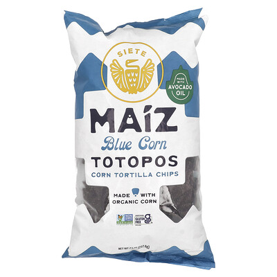 Product Image for Siete, Maiz Totopos Corn Tortilla Chips, Blue Corn, 7.5 oz (212.6 g)
