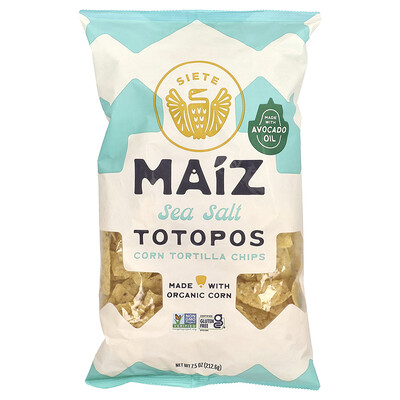 Product Image for Siete, Maiz Totopos Corn Tortilla Chips, Sea Salt, 7.5 oz (212.6 g)