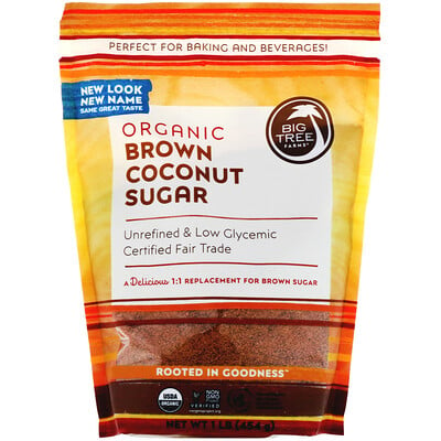 Big Tree Farms Органический коричневый кокосовый сахар, 1 фунт (454 г)