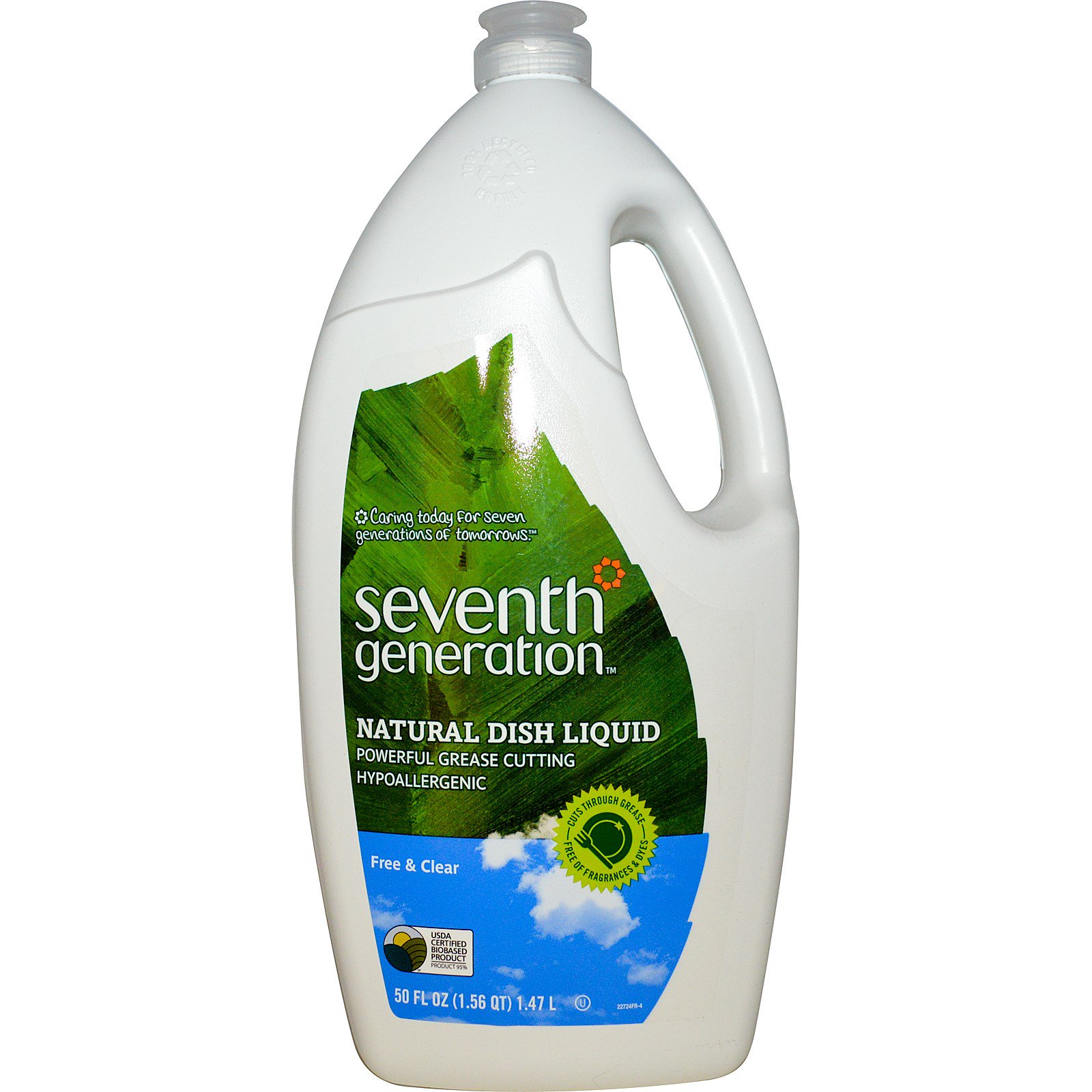 Seventh Generation, Natural Dish Liquid, Free & Clear, 50 fl oz (1.47 l