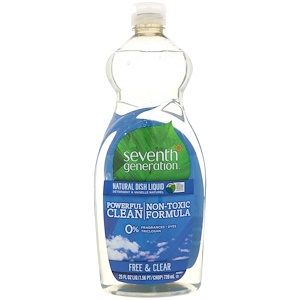 Seventh Generation, Натуральное неароматизированное средство для мытья посуды, прозрачное, 25 жидких унций (739 мл)