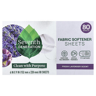Seventh Generation, Fabric Softener Sheets, Fresh Lavender, 80 Sheets