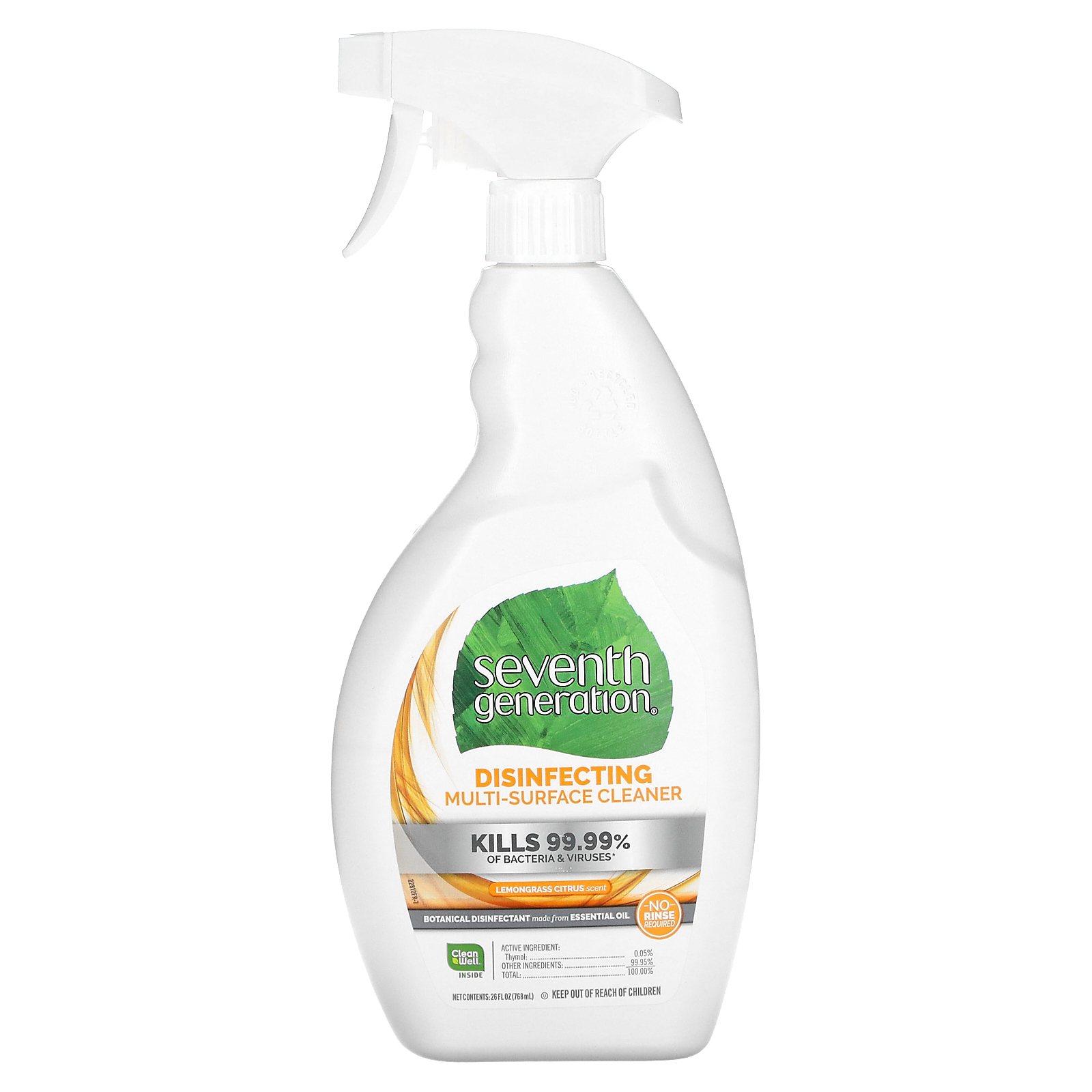Seventh Generation, Disinfecting MultiSurface Cleaner, Lemongrass