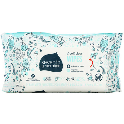 

Seventh Generation, Baby Wipes, Free & Clear, 768 Wipes