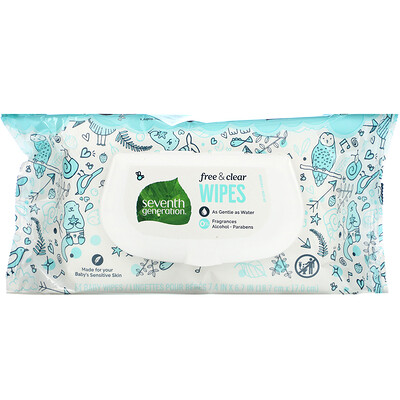 Seventh Generation Baby Wipes, Free & Clear, 768 Wipes