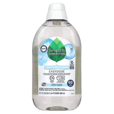 Seventh Generation, Easydose, Ultra Concentrated Laundry Detergent, Free & Clear, 66 Loads, 23.1 fl oz (683 ml)