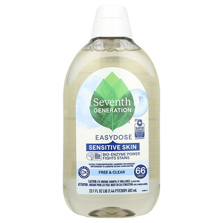 Seventh Generation, Easydose, erittäin tiivistetty pyykinpesuaine, Free & Clear, 66 pesukertaa, 683 ml