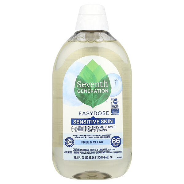 Seventh Generation Easydose, Ultra Concentrated Laundry Detergent, Free & Clear, 66 Loads, 23.1 fl oz (683 ml)