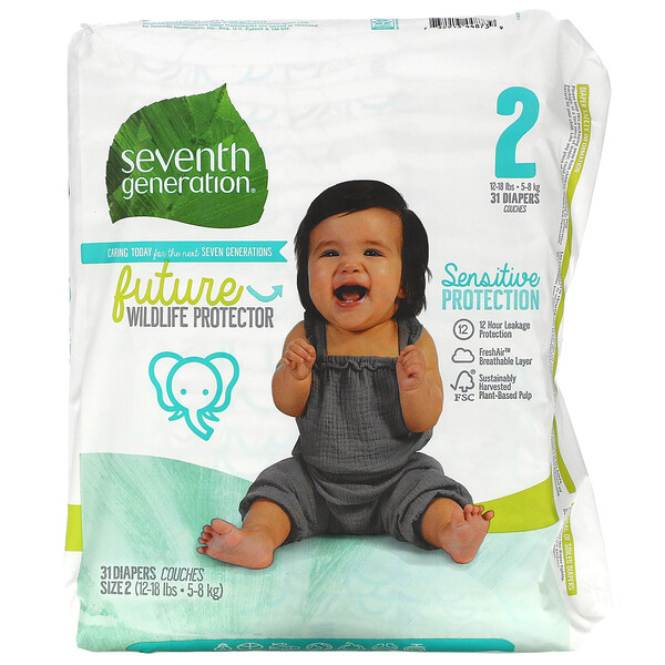 Sensitive Protection Diapers, Size 2, 12- 18 lbs, 31 Diapers