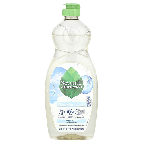 Seventh Generation Dish Liquid, Free & Clear, 19 fl oz (561 ml)