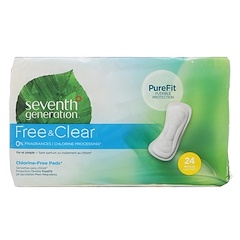 Seventh Generation, Free & Clear Maxi Pads, Regular, 24 Pads