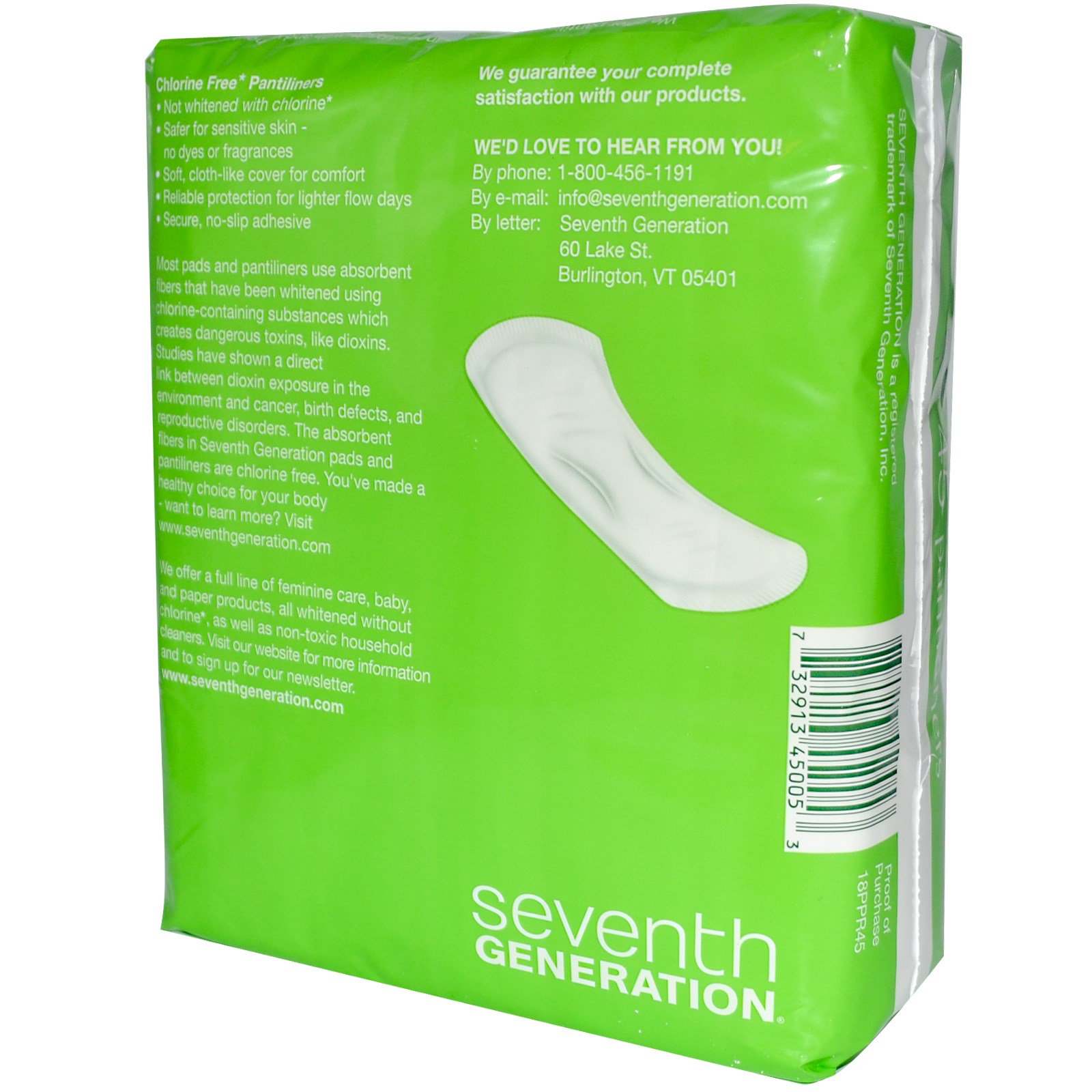 Seventh Generation, Chlorine Free Pantiliners, 45 Pantiliners iHerb