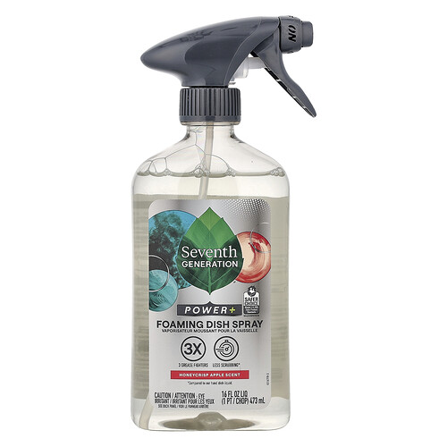 Seventh Generation, Power+ Foaming Dish Spray, Honeycrisp Apple, 16 fl oz (473 ml)