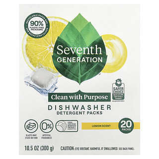 Seventh Generation, Balenia s čistiacim prostriedkom do umývačky riadu, citrónová vôňa, 20 balení, 300 g