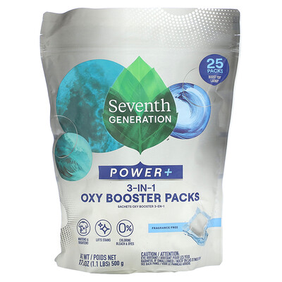 

Seventh Generation Power +, Oxy Booster Pack, без отдушек, 500 г (1,1 фунта)