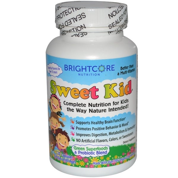 Sweet Wheat, BrightCore Nutrition, Sweet Kid, Зеленая формула с суперпродуктами и смесью пробиотиков 120 капсул (Discontinued Item) 