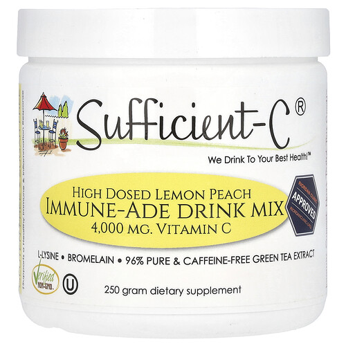 Sufficient C High Dosed Immune-Ade Drink Mix, Lemon Peach, 250 g