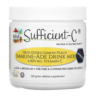 Sufficient C High Dosed Immune-Ade Drink Mix, Lemon Peach , 4,000 mg , 250 g