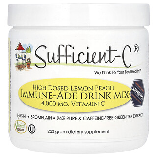 Sufficient C, High Dosed Immune-Ade Drink Mix, Lemon Peach, 250 g