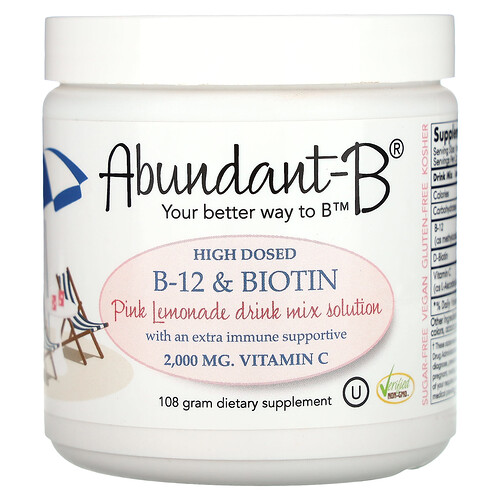 Sufficient C, Abundant-B® High Dosed Methyl B-12 & Biotin Drink Mix, Pink Lemonade, 108 g