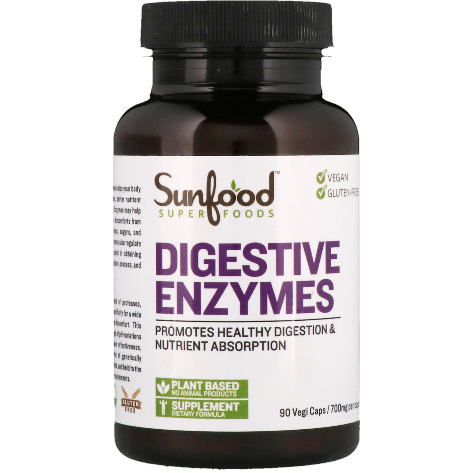 Sunfood, Digestive Enzymes, 700 mg, 90 Vegi Caps - iHerb