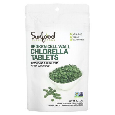 

Sunfood Broken Cell Wall Chlorella Tablets 250 mg 228 Tablets 2 oz (57 g)