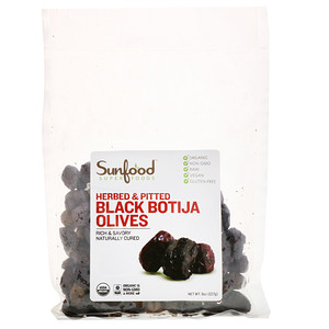 Отзывы о Санфуд, Organic Black Botija Olives, Herbed & Pitted, 8 oz (227 g)