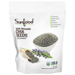 Sunfood, Graines de chia biologique crues, 454 g