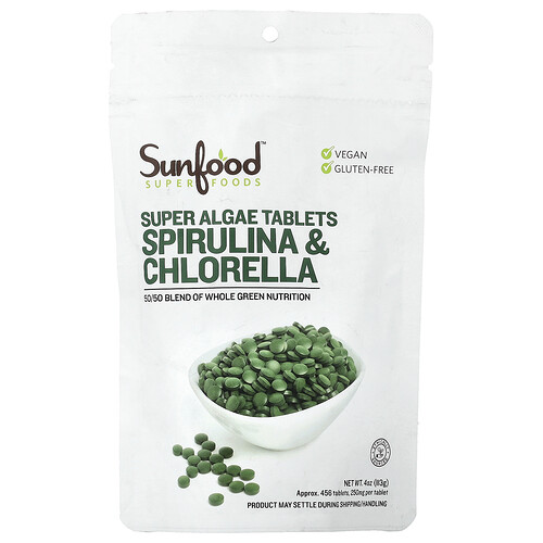 Sunfood, Superalgen-Tabletten Spirulina & Chlorella, ca. 456 Tabletten