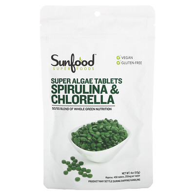 

Sunfood Super Algae Tablets Spirulina & Chlorella 250 mg 456 Tablets