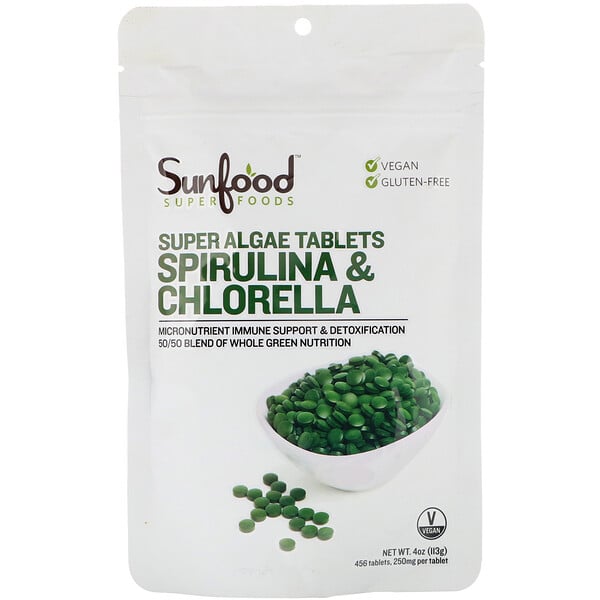 Spirulina & Chlorella, Super Algae Tablets, 250 mg, 456 Tablets