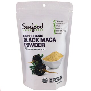 Sunfood, Raw Organic Black Maca Powder, 4 oz (113 g)