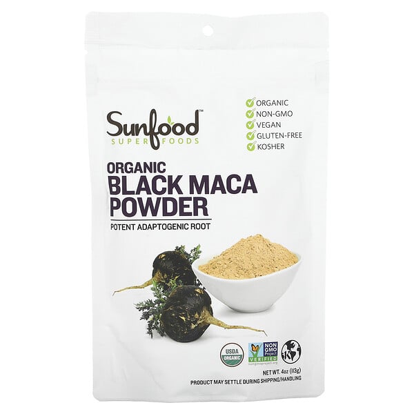 Sunfood, Superfoods, Organic Black Maca Powder, 4 oz (113 g)