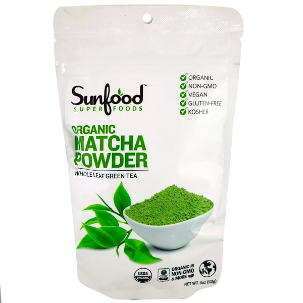 Sunfood, Organic Matcha Powder, Whole Leaf Green Tea, 4 oz (113 g