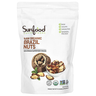 Sunfood, Nueces de Brasil orgánicas crudas, 227 g (8 oz)