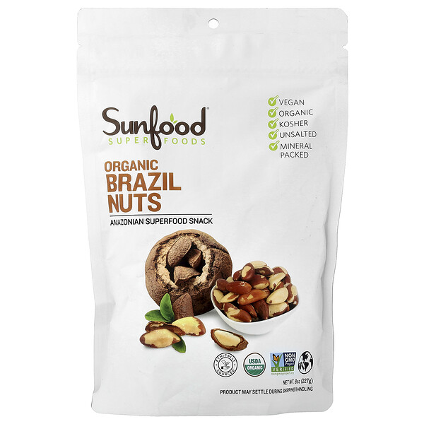 Sunfood Organic Brazil Nuts, 8 oz (227 g)