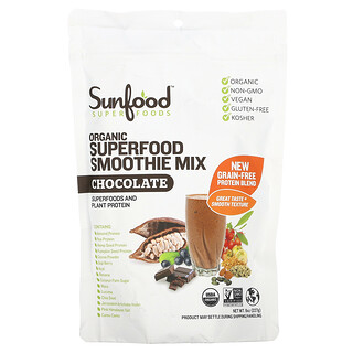 Sunfood, 有机巧克力 SuperFood 混合冰沙奶昔，8 盎司（227 克）