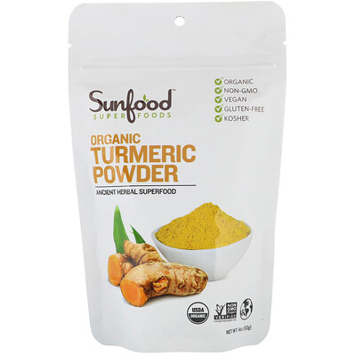 Sunfood Organic Turmeric Powder, 4 oz (113 g)