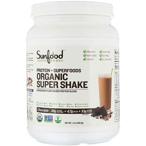 Отзывы о Санфуд, Protein + Superfoods, Organic Super Shake, Chocolate, 1.1 lb (498.9 g)