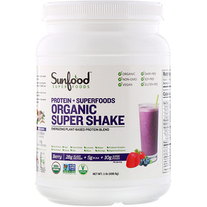 Отзывы о Санфуд, Protein + Superfoods, Organic Super Shake, Berry, 1.1 lb (498.9 g)