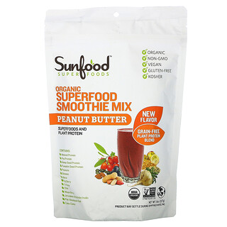 Sunfood, Organic Superfood Smoothie Mix, Peanut Butter, 8 oz (227 g)