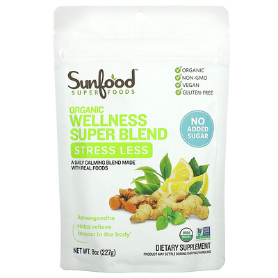 

Sunfood Organic Wellness Super Blend, для снижения стресса, 227 г (8 унций)