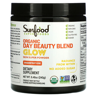 Sunfood, Organic Day Beauty Blend, Glow, Dragonfruit Kiwi, 8.46 oz (240 g)